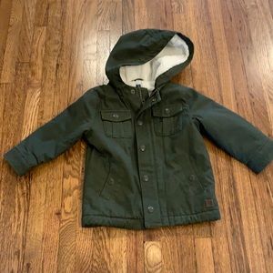 Janie and Jack Green Hooded Jacket with Sherpa Lining